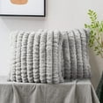 thumbnail image 6 of Home Soft Things Spandex Striped Heavy Faux Fur Pillow Covers, Set of 2, 20"x20", Silver Grey, 6 of 8
