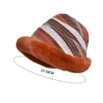 thumbnail image 4 of Yuanlong Womens Bucket Hat Striped Jacquard Plush Lined Warm Winter Hat Windproof Vintage Casual Daily Elegant Outdoor Headwear, 4 of 6