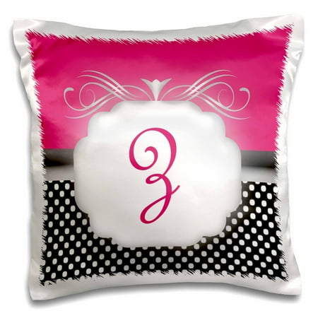 Black With White Polka Dots 3dRose Elegant Pink with Black and White Polka Dot Monogram Letter Z - Pillow Case, 16 by 16-inch ()