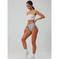 thumbnail image 2 of Women'S Large Size Cotton Half-Cover Hip High Waist Solid Color High Slit Briefs Gray L, 2 of 7