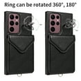 thumbnail image 3 of Galaxy S22 Ultra Case with Ring Holder Stand, Allytech Classic PU Leather Back Cover with Cards Holder Shockproof Detachable Shoulder Strap Wallet Case for Samsung Galaxy S22 Ultra - Black, 3 of 14