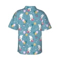 thumbnail image 3 of Balery Rabbit And Balloon Print Men's Hawaiian Shirts Short Sleeve Beach Shirt Relaxed Fit Vacation Button Down Shirts-XX-Large, 3 of 9