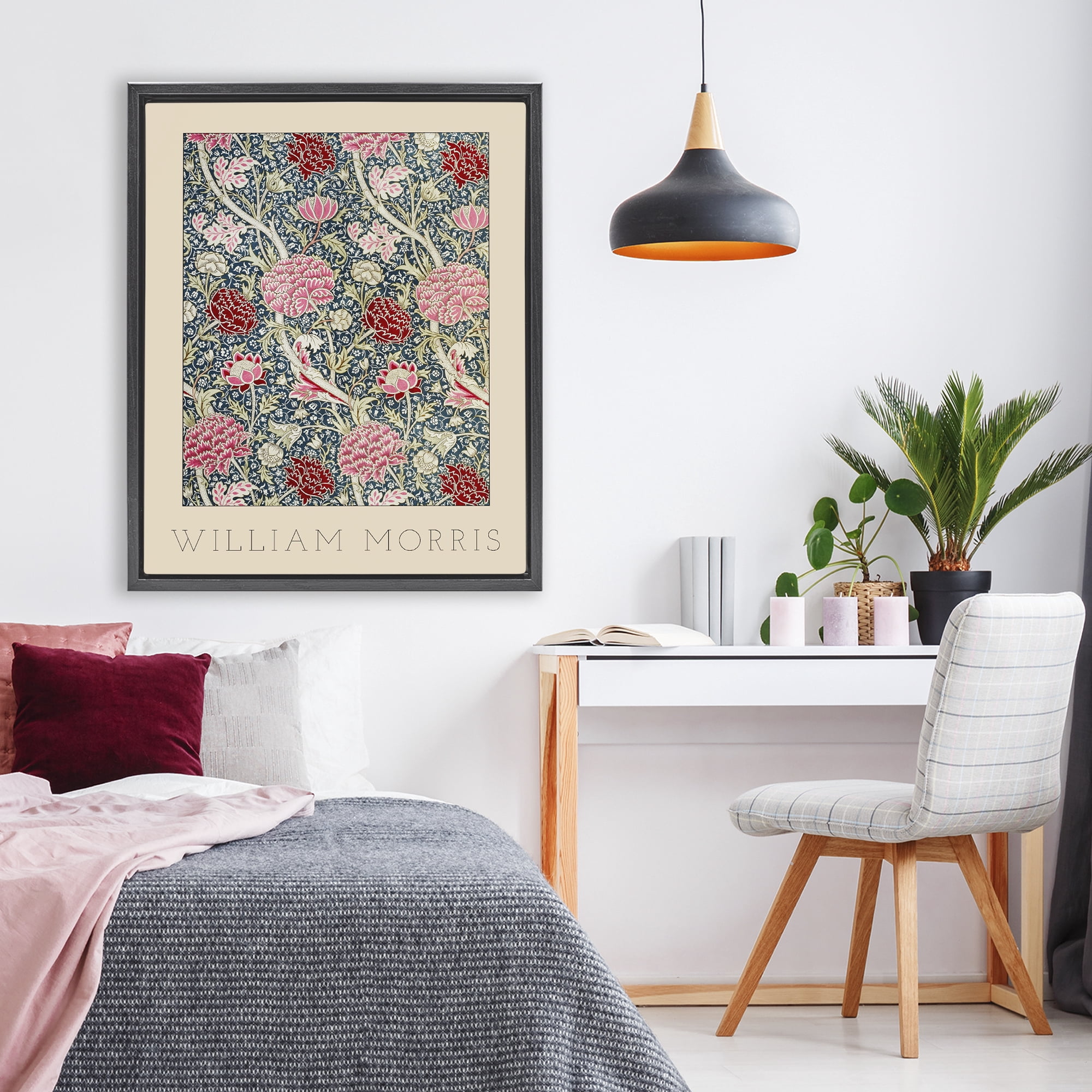 Stupell Industries Ornate Intertwined Flower Classic Black Framed Floater Canvas Wall Art, design by Lil' Rue