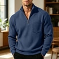 thumbnail image 4 of Nmnitkp Mens Sweatshirt Solid Corduroy Stand Collar Half Zip Long Sleeve Plus Size Pullover Loose Fit Chest Pocket Casual Layering Top for Fall Winter Office Daily Travel Weekend Wear Navy,5XL, 4 of 9