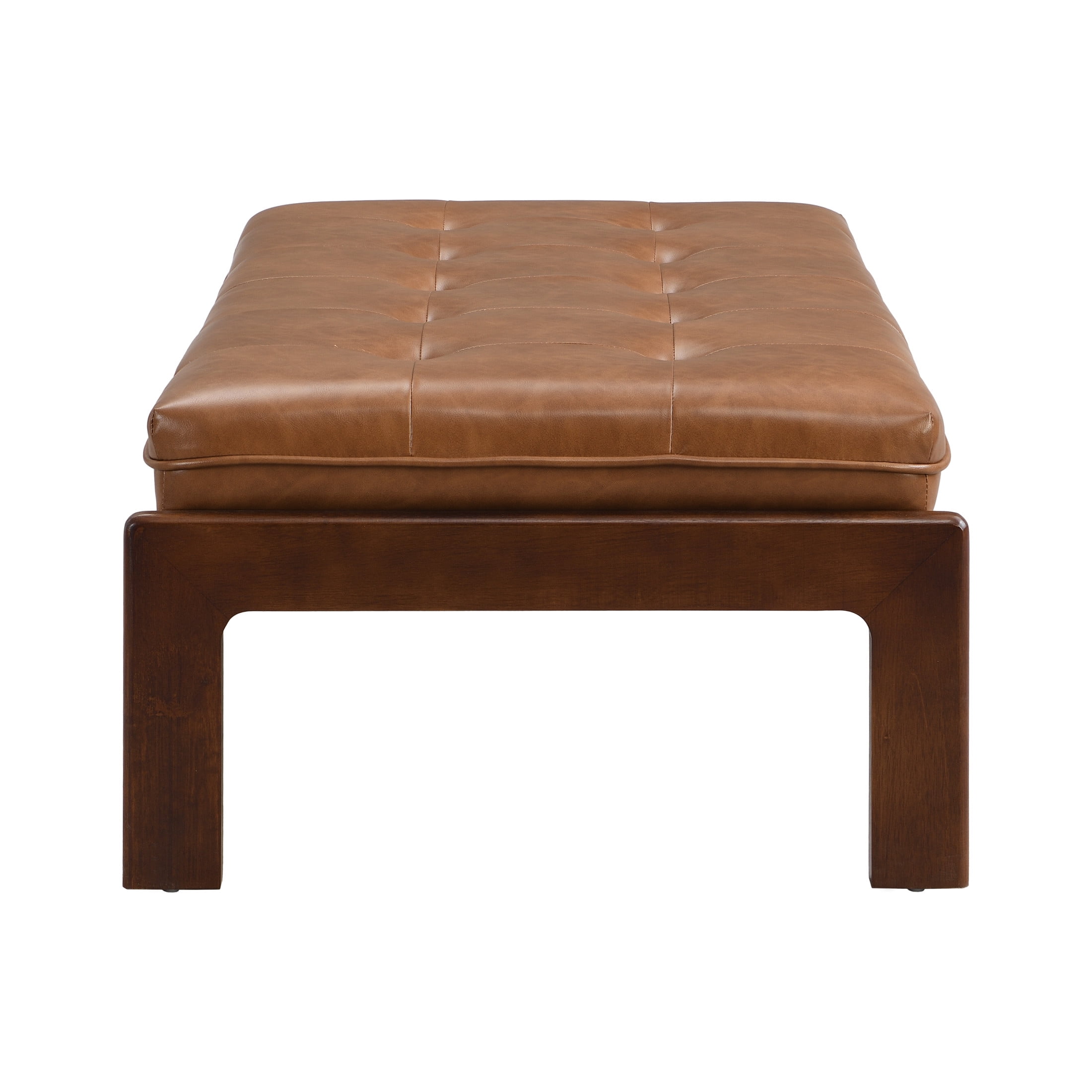 Christopher Knight Home Modern 48.4" Ottoman Bench, PU Leather Button-Tufted Cocktail Ottoman, Brown