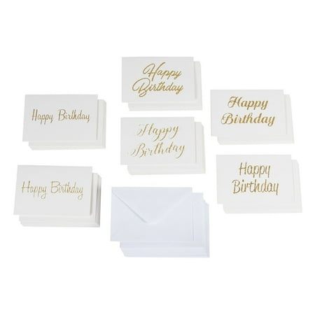 Birthday Cards Box Set – 36 Pack Happy Birthday Cards, 6 Gold Glitter Designs, Birthday Cards Bulk, Envelopes Included, 4 x 6