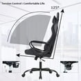 thumbnail image 4 of Comfy Rolling Video Game Chair for Adults, Ergonomic Office Chair with Lumbar Support, Height Adjustable Reclining Gaming Chair for Office, Home, Bedroom, Black, 4 of 7