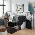 thumbnail image 2 of DormCo 100% Complete Twin XL Bedding & Dorm Essentials Package Black / White Color Set - Twin XL, 2 of 5