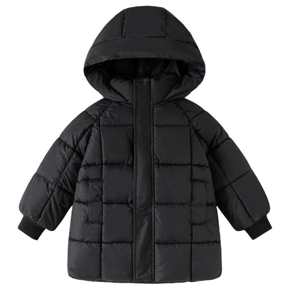 WOYY Toddler Girls Long Winter Down Coat Warm Hooded Outerwear Quilted Jacket, Sizes 3-4T
