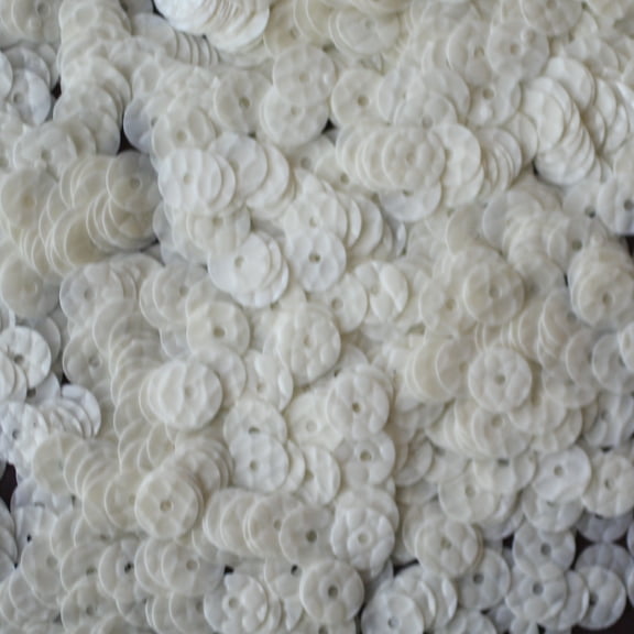 White Semi Opaque Sequins 6mm Lizard Snakeskin Texture Opaque Effect Made in USA