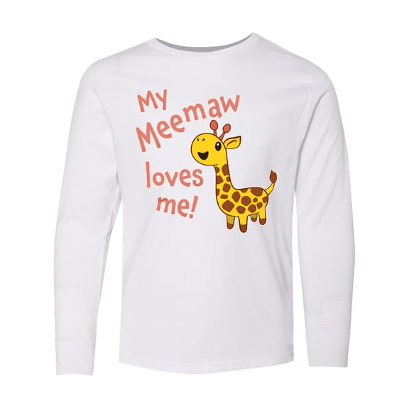 Inktastic My Meemaw Loves me- cute giraffe Long Sleeve Youth T-Shirt