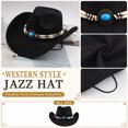 thumbnail image 6 of Qwertyu Western Cowboy Hat for Men Women Classic Roll Up Fedora Hat Cowgirl Cap with Buckle Belt Black, 6 of 6
