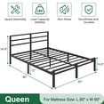 thumbnail image 2 of Napcenter 12 inch Queen Bed Frame with Headboard and Footboard, Metal Platform No Box Spring Needed, Easy Assembly, Black, 2 of 9