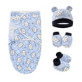 thumbnail image 5 of Europa y Estados Unidos Bebé recién nacido Bebé primavera Saco de dormir de gusano de seda Gorro de bebé Guantes de bebé Juego de pies de bebé, 5 of 5