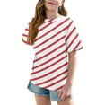 thumbnail image 3 of DecSea T-Shirt à Manches Courtes pour Filles Été Surdimensionné Col Rond Rayé Décontracté Basique 5-14 Ans, 3 of 8