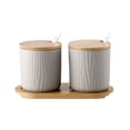 thumbnail image 1 of European Style Sugar Bowl With Lid, Ceramic Sugar Pot, Non-slip Coffee Accessories, Solid Color Sugar Pourer, Kitchen Storage-Grey 2 Set-300ml, 1 of 9