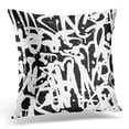 thumbnail image 1 of BSDHOME White Graffiti with Abstract Tags Letters Without Meaning Hand Drawing Street Retro Old School Black Pillow Cover 16x16 Inches Throw Pillow Case Cushion Cover, 1 of 1