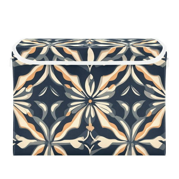 Decorating Flowers and Leaves Large Storage Bins with Linen Collapsible Lid Storage Box 16.7 x 12.6 x 11.8in