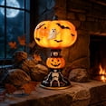 thumbnail image 5 of Halloween Pumpkin Ghost Night Light, Orange Resin Table Lamp with Warm LED Glow, Spooky Decor for Bedroom Desk Bar Mantel Party Home, 5 of 6