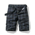 thumbnail image 3 of CBGELRT Mens Cargo Shorts with Multi Pockets Relaxed fit Fashionable Plaid Printed Work Shorts Summer Casual Capris Big Men's Outdoor Shorts Black 32, 3 of 6