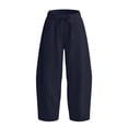 thumbnail image 5 of lnmuld Girls Solid Wide Leg Sweatpants Soft Casual Drawstring Loose Trousers with Pockets Navy,10-11 Years, 5 of 6