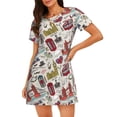 thumbnail image 3 of Salouo London Landmark1 Print Short Sleeve Sleepshirt for Womens Comfy Nightgown Scoopneck Cute Nightdress Ruffle -XX-Large, 3 of 5