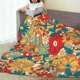 thumbnail image 3 of LNWH Vintage Abstract Floral Pattern Throw Blanket, Flannel Sofa Blankets for All Seasons, 80"x60", 3 of 8