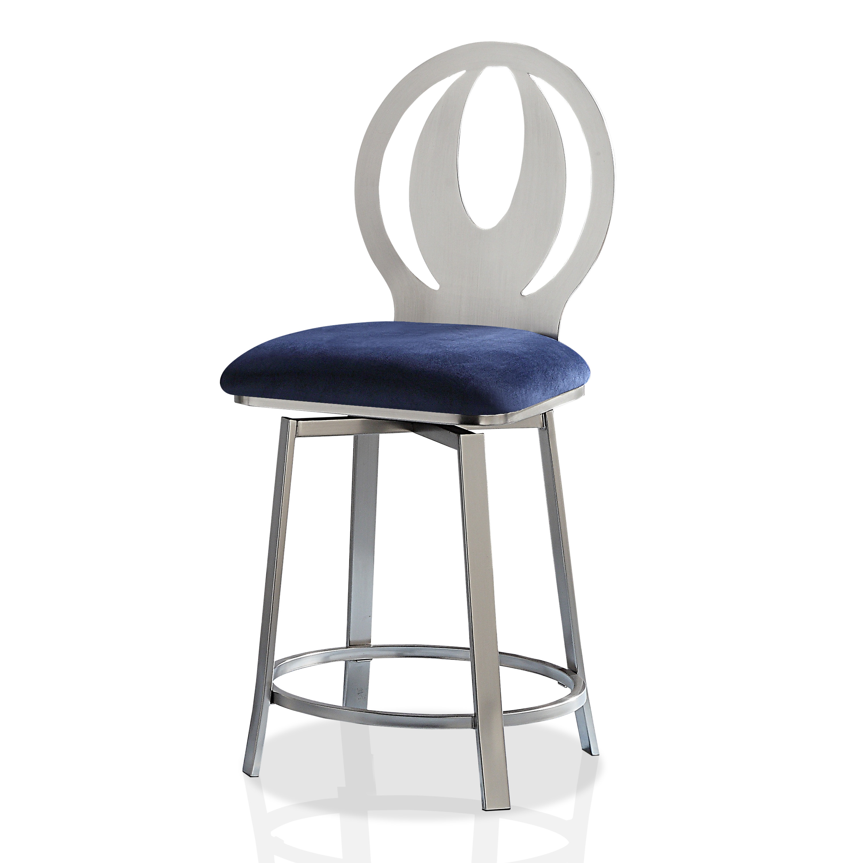 Furniture of America Harper Metal Counter Stool-Set of 2, Navy, 24-in