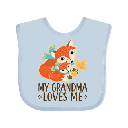 

Inktastic Grandma Loves Me Woodland Fox Gift Baby Boy or Baby Girl Bib