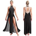 thumbnail image 5 of iiniim Women's Long Lyrical Dance Contemporary Costume Sleeveless Split Maxi Dress Ballroom Dancewear Black XL, 5 of 7