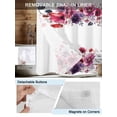 thumbnail image 3 of No Hook Shower Curtain with Snap in Liner Abstract Floral Shower Curtain -Fabric Waterproof Inner Liner, Watercolor Red Purple Flowers Leaf Plant Shower Curtains Washable 36"x78", 3 of 9