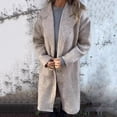 thumbnail image 3 of Women Woolen Jacket Turn-down Collar Solid Color Button Closure Coat Loose Thermal Long Sleeved Commuting Dating Spring Fall Winter Overcoat, 3 of 8
