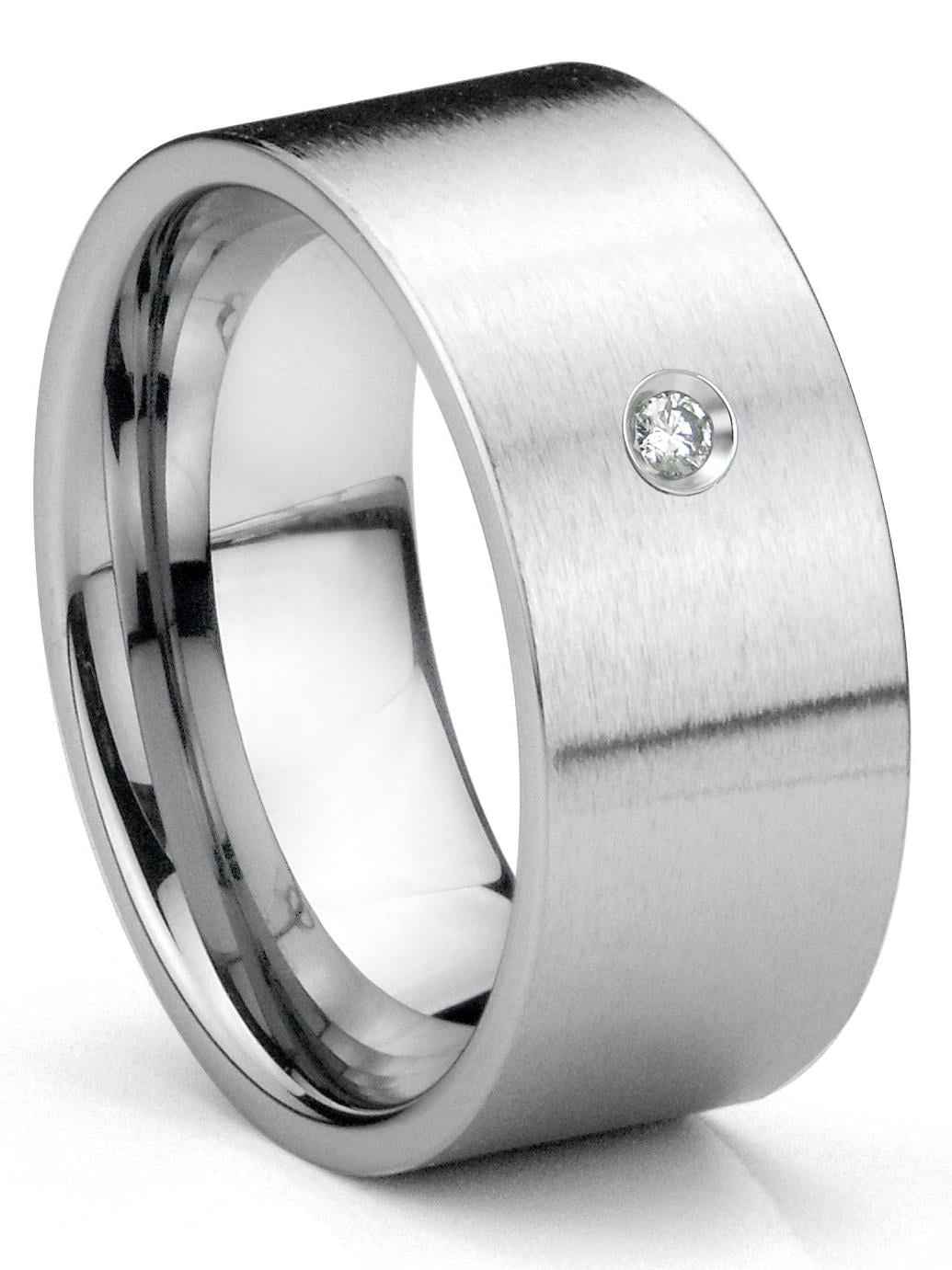 Titanium Kay Tungsten Carbide Diamond 10MM Flat Brush Finish Comfort