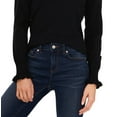 thumbnail image 3 of CeCe Womens Ruffled Ribbed Trim Mock Turtleneck Sweater, 3 of 3