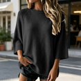 thumbnail image 2 of Crewneck Sweatshirts for Women, Loose Long Sleeve Knit Sweaters Women Lightweight Business Casual Trendy Soft Sweatshirts Cute Sweaters Basic Tops Ladies Casual Pullover Sweaters,Black,M, 2 of 4