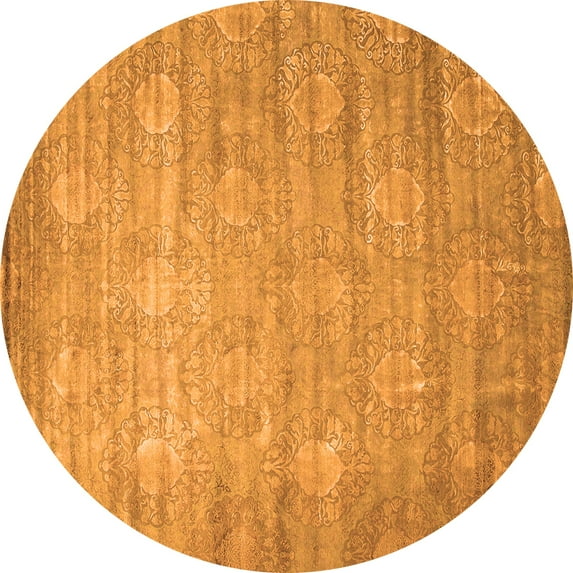 Ahgly Company Indoor Round Abstract Orange Contemporary Area Rugs, 5' Round