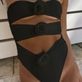 thumbnail image 2 of WREESH Womens One Piece Swimsuit Tummy Control Cutout High Waisted Bathing Suit Fashion with Multicolor Printed Swimsuit Tight Push-Up Swimsuit Set Black, 2 of 6