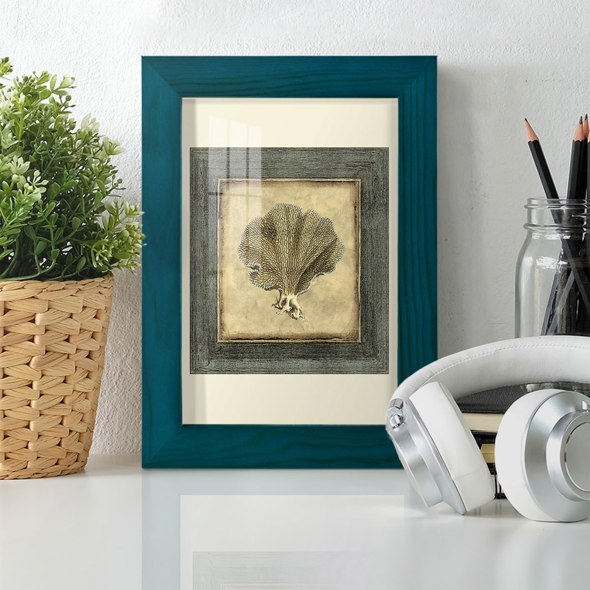 Mini Exotic Coral VI (U) - Framed Print w/glass - Ocean Blue