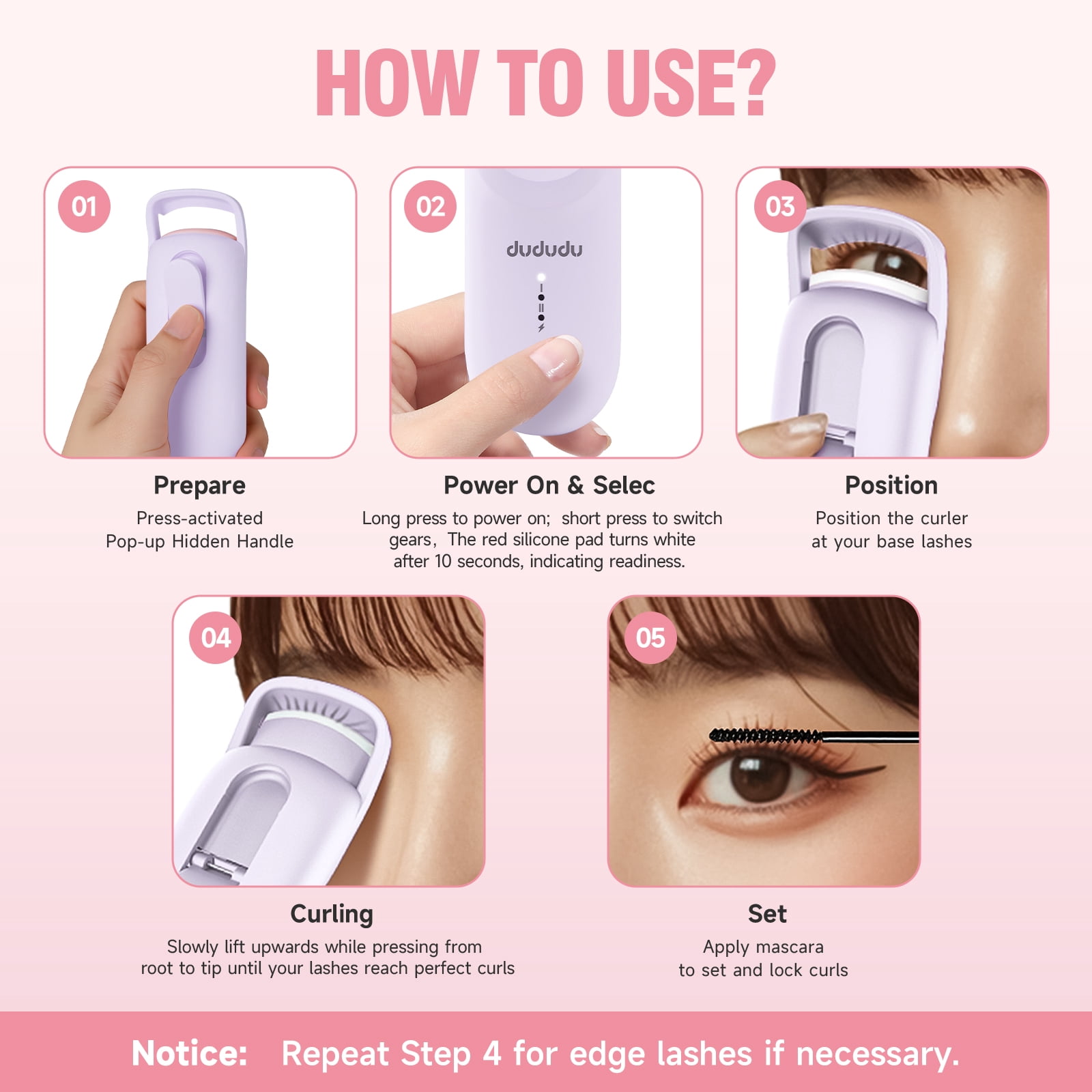 Heated Eyelash Curler, Portable Travel-Size Mini Electric Heated Lash Curler - 2-Level Adjustable Temp & Type-C Recharge, 10S Heat 3S Style 24H Lift for Long-Lasting Natural Effortless Curves
