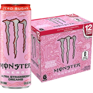 Monster Energy Ultra, Strawberry Dreams, Sugar Free Energy Drink, 6 Pack - 12 Fl Oz