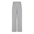 thumbnail image 3 of FAIWAD Womens Elastic High Waisted Palazzo Pants Casual Wide Straight Leg Solid Color Trousers with Pocket, 3 of 5