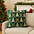thumbnail image 2 of Deeceymbur Velvet Bow Pillowcase Christmas Decoration Green Blue Holiday Decor Festive Accent Pillow Cover, 2 of 6