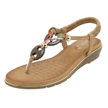 

MIASHUI Summer Sandals for Women 2024 Women Sandals Fashion Flip Flop Bohemian Style Beach Sandals Comfortable Non Slip Shoes Brown 8