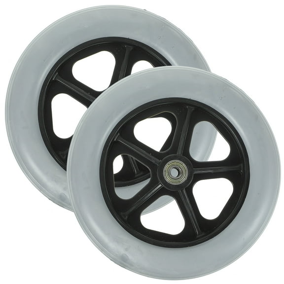 ibasenice 2Pcs Wheelchair Front Wheels Replacement Heavy Duty Iron and Rubber Grey Wheel with Axle Included