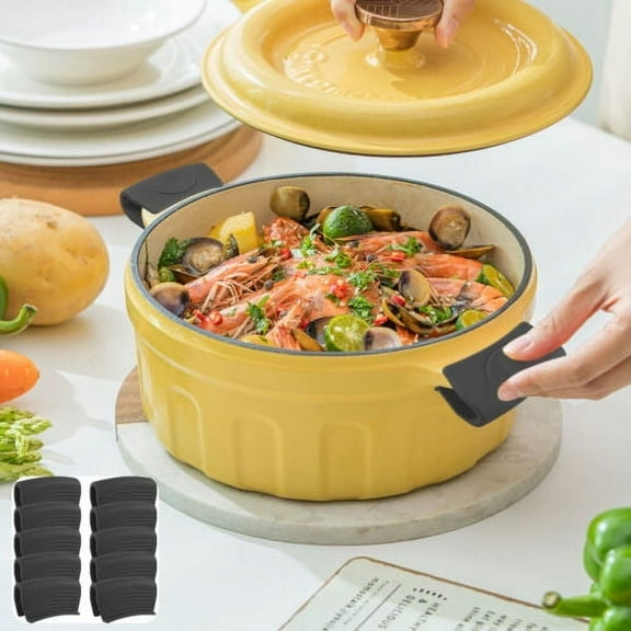 Ikoopy 5 Pairs Silicone Assist Handle Holder Heat Resistant Silicone Skillet Handle Cover Non Slip Pot Holder Sleeve Dishwasher Safe Pot Grip Handle Cover Pan Handle Covers for Home Kitchen