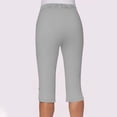 thumbnail image 4 of Women's High Waisted Capri Pants with Pockets Knee Length Quick Dry Athletic Yoga Workout Swim UPF50+ Summer 2025 Petite Gray, 4 of 7
