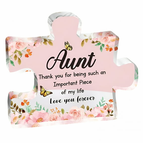 XIBUFE 2026 New Aunt Gifts From Niece-Engraved Acrylic Block Puzzle Plaque Decorations 3.9 X 3.3"-Delicate Gifts for Aunt-Mother'S Day New Year Birthday Gifts for Aunt Auntie,Ideas