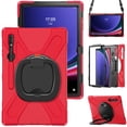 thumbnail image 4 of Case for Samsung Galaxy Tab S10 Ultra/S9 Ultra/S8 Ultra 14.6 inch, 360 Degree Rotating Hand Grip Shockproof Cover with Shoulder Strap, Red, 4 of 7