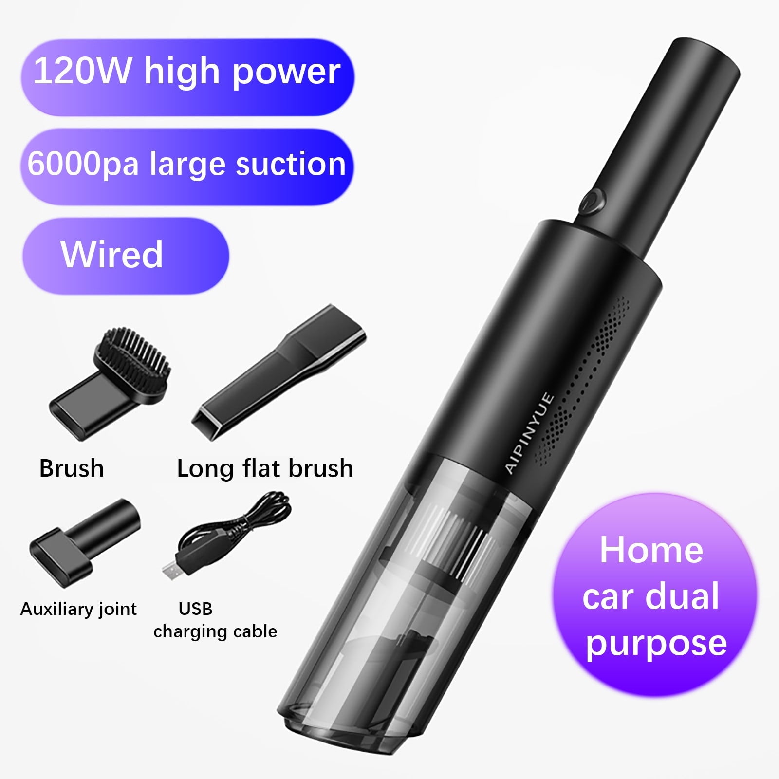 Dengmore Portable Handheld Wireless Car Vacuum Cleaner Household Compact and Large Suction Mini Vacuum Cleaner Black