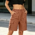 thumbnail image 2 of Inleife Womens Solid Stretch Twill Shorts Thin Waist Pull On Regular Hiking Shorts Bermuda Summer Casual With Pockets, 2 of 6